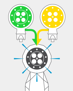 Two terminals merging in one