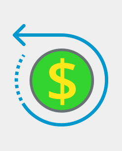 A symbol of dollar with arrow extending backward